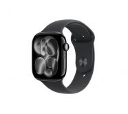 Apple Watch Series 11 GPS + Cellular 46mm-es kozmoszfekete alumíniumtok, fekete sportszíj – S/M (MFC24MP/A)