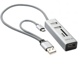 Yenkee YHC 103SR USB 2.0 és USB-C OTG elosztó és kártyaolvasó (45014691)