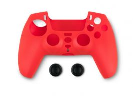 Spartan Gear Controller Silicon Skin Cover and Thumb Grips - védőtok és analóg kar védők, PS5 (2808149) piros