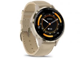 GARMIN Venu 3S okosóra (010-02785-55) francia szürke-krémarany, bőr és szilikon szíjjal