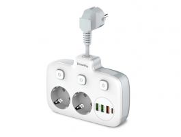 COLORWAY Hálózati elosztó, CW-CHE24PDW, 2 dugalj, 3xUSB-A, 1xUSB-C 2m, fehér