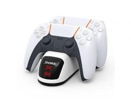 Dobe Playstation 5 Dual Sense/Edge dupla töltőállomás - fehér