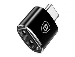 BASEUS adapter (USB aljzat - Type-C, USB/pendrive csatlakoztatás, OTG) FEKETE (CATOTG-01)