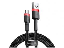BASEUS CAFULE adatkábel (USB - Type-C, 2A, PD gyorstöltő 3.0, 300cm, cipőfűző) PIROS/FEKETE