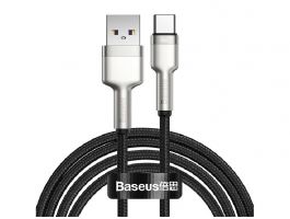BASEUS CAFULE adatkábel (USB - Type-C, 66W, gyorstöltő, 200cm, törésgátló) FEKETE