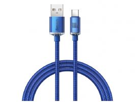 BASEUS CRYSTAL SHINE adatkábel (USB - Type-C, 100W, PD gyorstöltő, 120cm, cipőfűző) SÖTÉTKÉK