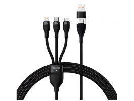 BASEUS FLASH SERIES II adatkábel 3in1 (Type-C/USB - lightning/microUSB/Type-C, 100W, 120cm) FEKETE