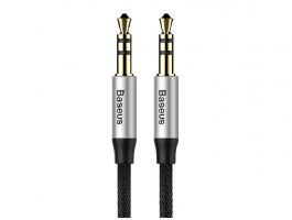 BASEUS YIVEN M30 audió kábel (3.5mm jack - 3.5mm jack, 100cm, cipőfűző) FEKETE