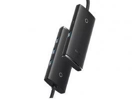 BASEUS LITE USB HUB 4in1 (4 USB aljzat 3.0, USB kábel, 100cm) FEKETE