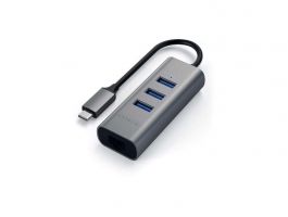 Satechi Aluminium Type-C Hub (3x USB 3.0,Ethernet), szürke (ST-TC2N1USB31AM)