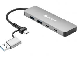 SANDBERG Hub és elosztó, USB-C/A to 2xUSB-A+2xUSB-C Hub (136-64)