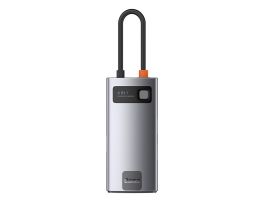 Baseus Metal Gleam 4-in-1 Multifunctional USB Type-C HUB dokkoló állomás, szürke (CAHUBCY0G)