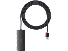 BASEUS LITE USB HUB 4in1 (4 USB aljzat 3.0, USB kábel, 200cm) FEKETE (WKQX030201)