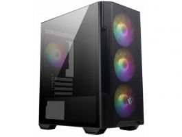 MSI FORGE M100R Midi ATX PC ház, 4xARGB ventilátor, Tápegység nélkül, üvegfalú, fekete