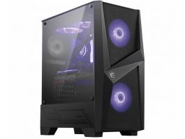 MSI MAG FORGE 100M Midi ATX Ház, 2xARGB ventilátor, Tápegység nélkül, üvegfalú, fekete