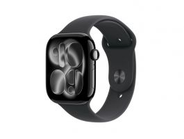 Apple Watch Series 11 GPS 42mm-es kozmoszfekete alumíniumtok, fekete sportszíj – M/L (MEQU4MP/A)