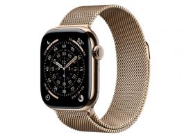 Apple Watch Series 11 GPS + Cellular 42mm-es aranyszínű titántok, aranyszínű milánói szíj