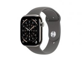 Apple Watch Series 11 GPS + Cellular 46mm-es natúr titántok, kőszürke sportszíj – S/M (MFCW4MP/A)