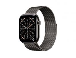 Apple Watch Series 11 GPS + Cellular 46mm-es palaszürke titántok, palaszürke milánói szíj – S/M (MFD34MP/A)