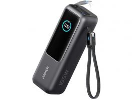 Anker Laptop Power Bank 25K, 25000mAh, 165W, Beépített USB-C kábel behúzható, fekete - A1695H11