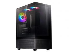 ADATA XPG Invader X Mini Midi ATX PC ház , 5x120mm RGB ventilátor, Tápegység nélkül, üvegfalú, fekete (INVADERXMINIMT-BKCWW)