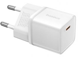 BASEUS GaN5S hálózati töltő Type-C aljzat (20W, PD gyorstöltő 3.0, GaN5S), fehér