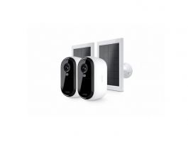 Arlo Essential (Gen.2) Bundle 2K Outdoor Security Camera - 2 Camera Kit + 2 Essential Solar Panel Charger, White (VMK3250-100EUS)