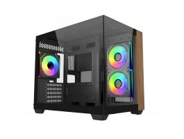 COOLER MASTER Ház ITX/Micro-ATX ELITE 481 Wood,Tápegység nélkül, Fekete