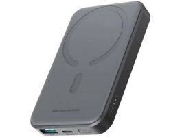 JOYROOM vésztöltő Type-C+USB aljzat (10000mAh, 20W, PD gyorstöltő, wireless, mágneses, mini, LED jelzés) FEKETE (JR-W020 MINI)