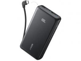 Anker Zolo Power Bank (20K, 22.5W, Built-In USB-C Cable) Black (A110EH11)