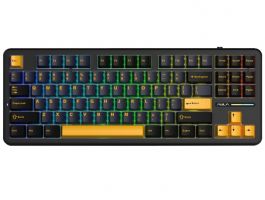AULA F87 vezeték nélküli mechanikus gamer billentyűzet, fekete-narancs (AU-F87-BO)