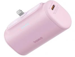 Baseus Compact 20W gyorstöltő powerbank, 5000mAh, iPhone csatlakozóval (P10068307413-00) rózsaszín