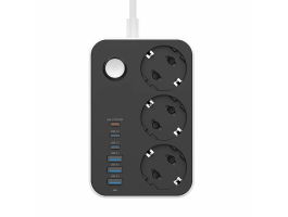 COLORWAY Hálózati elosztó, CW-CHE36PDB, 3 dugalj, 6xUSB (3USB-A + 3TYPE-C) (20W), fekete (CW-CHE36PDB)