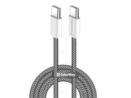 COLORWAY Kábel Type-C fonott pamut, PD Fast Charging 60W, 3,0A 1M fekete (CW-CBPDCC061-BK)