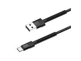 COLORWAY Kábel, Type-C (nylon - long head) 2.4A 1m black (CW-CBUC063-BK)