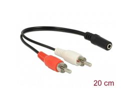 DELOCK kábel Audio 2x RCA male > 1x 3.5mm 3 pin Stereo jack 20cm (85806)