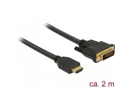 DeLock HDMI Male to DVI 24+1 Male Kétirányú kábel (85654) 2m
