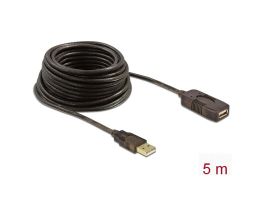 DELOCK USB 2.0 aktív hosszabbító kábel 5m (82308) Fekete