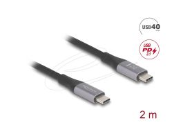 DELOCK kábel USB 40 Gbps Type-C male / male összekötő PD 3.1 240W E-Marker 2m szürke fém (81192)
