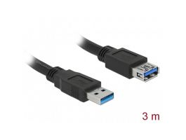 DELOCK kábel USB 3.0 Type-A male / female hosszabbító 3m fekete (85057)