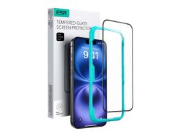 ESR képernyővédő üveg (2.5D, 0.33mm, 9H + segédkeret) FEKETE Iphone 16 (GP-164280)