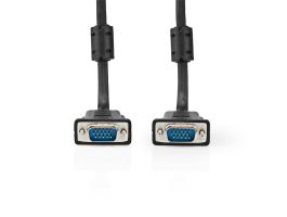 Nedis CCGL59000BK20, VGA kábel, VGA dugó Nikkelezett Maximális felbontás: 1280x768, hossz: 2m