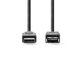 Nedis CCGL61010BK20 USB3.2 toldó / hosszabító kábel, USB 3.2 Gen 1, USB A dugó, USB-A aljzat, 5 Gbps, hossz: 2m