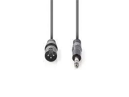 Nedis COTH15100GY15 félprofi audio kábel, 6,35mm sztereo jack dugó - 3p XLR dugó, hossz 1,5m, rugalmas