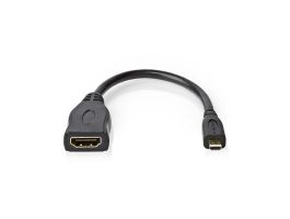 Nedis kábel CVGP34790BK02 micro HDMI - HDMI adapter, 4K@30Hz, 10.2 Gbps, 0.20 m