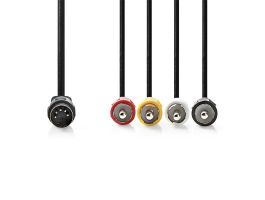 Nedis DIN audio kábel, DIN 5 tűs dugó | 4x RCA dugó, 0,20m, CAGL20400BK10