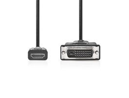 Nedis HDMI - DVI-D 24+1p kábel, 1080p, hossz 2m, CCGL34800BK20