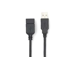 Nedis USB kábel CCGL60010BK30, USB 2.0 | USB-A dugó USB-A hüvely 480 Mbps Nikkelezett 3,00 m Kerek PVC |Fekete