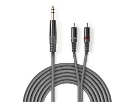 Nedis COTH23300GY30 félprofi XLR audió kábel, 6,35mm sztereo jack dugó - 2x RCA dugó, 3m