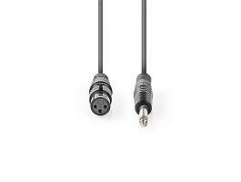 Nedis félprofi audió kábel COTH15120GY30, 6,35mm monó jack dugó - 3p XLR aljzat, hossz 3m, rugalmas